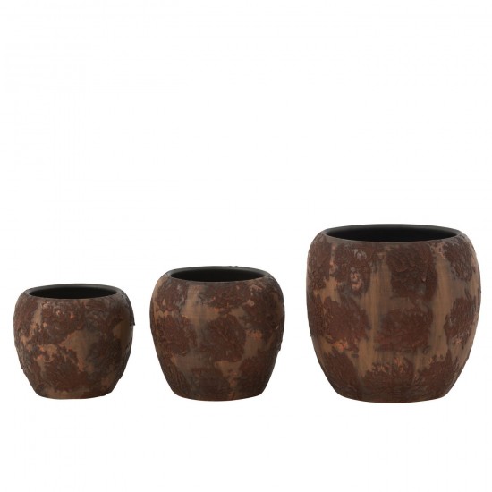 J-Line J Line cachepots de fleur Jolipa Flowerpot Round Terra Brown Rust Large.
