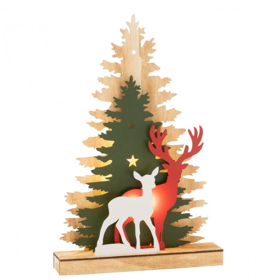 J Line Deco Hiver Led Renne Arbre Bois Mix JLine 49559 by Jolipa 49559.