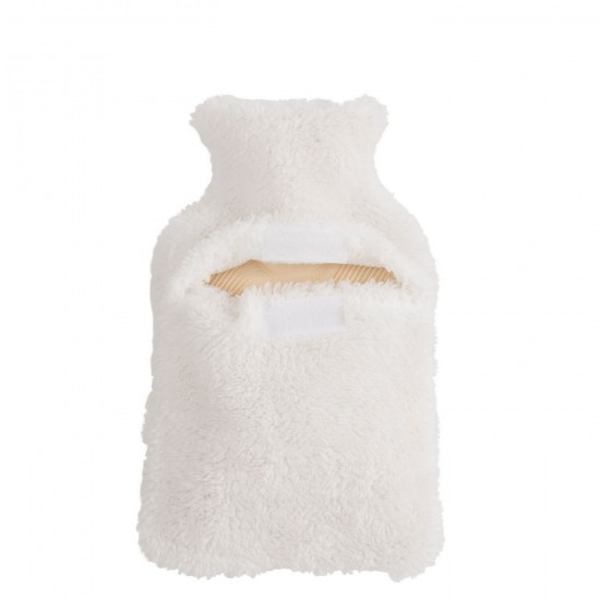 J-Line J Line amphores cruches avec 2 anses Jolipa Bouillotte Teddy Pompons Polyester Blanc.