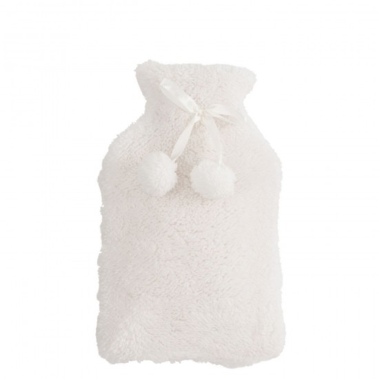 J Line Bouillotte Teddy Pompons Polyester Blanc JLine 49680 by Jolipa 49680.