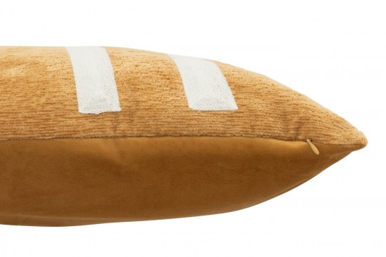 J-Line J Line coussins Jolipa Coussin Chenille Motifs Polyester Ocre Blanc.