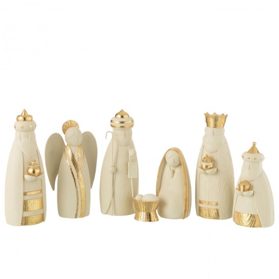 J Line Creche 7 Pieces Resine Blanc Or JLine 49726 by Jolipa 49726.