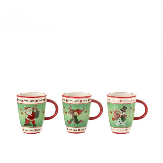 J Line Mug Xmas Dolomie Mix JLine 49738 by Jolipa 49738 Assortiment de 3 pcs.