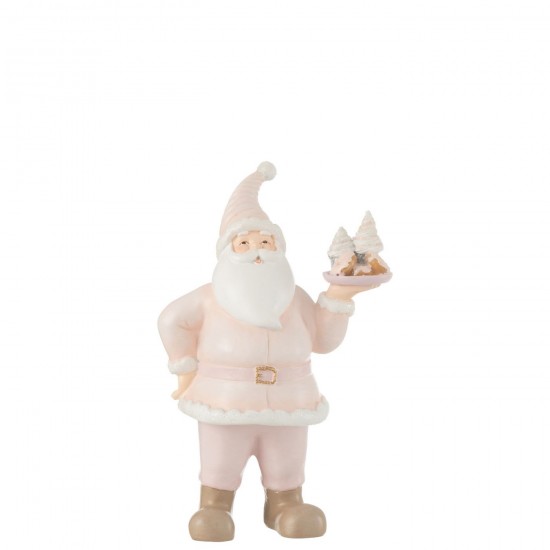 J Line Pere Noel Gateau Resine Blanc Rose JLine 49754 by Jolipa 49754.
