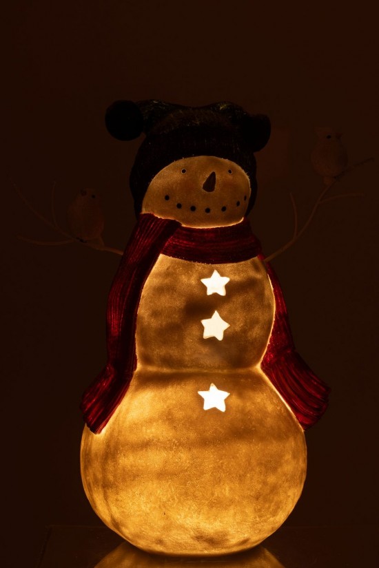 J-Line J Line bonhommes de neige noël Jolipa Bonhomme De Neige Oiseaux Resine Rouge Vert Large.