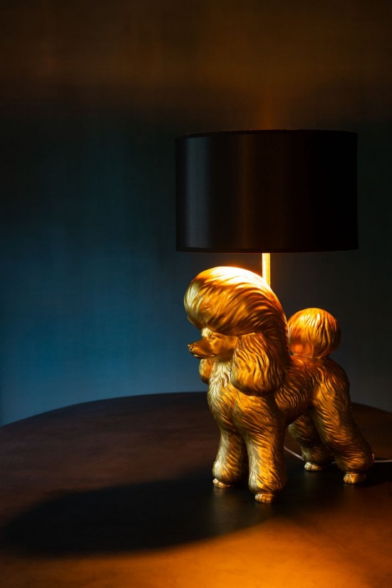 Jolipa Lampe Caniche Resine Or.