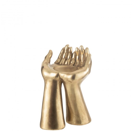 J-Line J Line chandeliers candélabres Jolipa Porte Bougie Mains Resine Or.