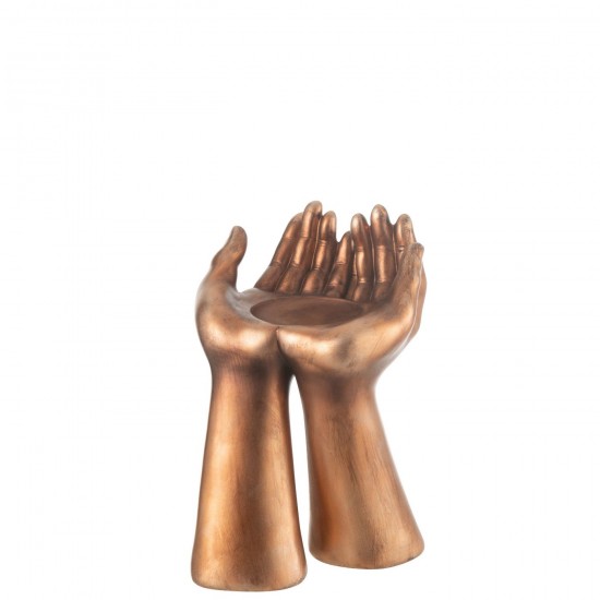 J-Line J Line chandeliers candélabres Jolipa Porte Bougie Mains Resine Cuivre.