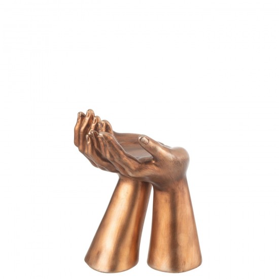 J Line Porte Bougie Mains Resine Cuivre JLine 49860 by Jolipa 49860.