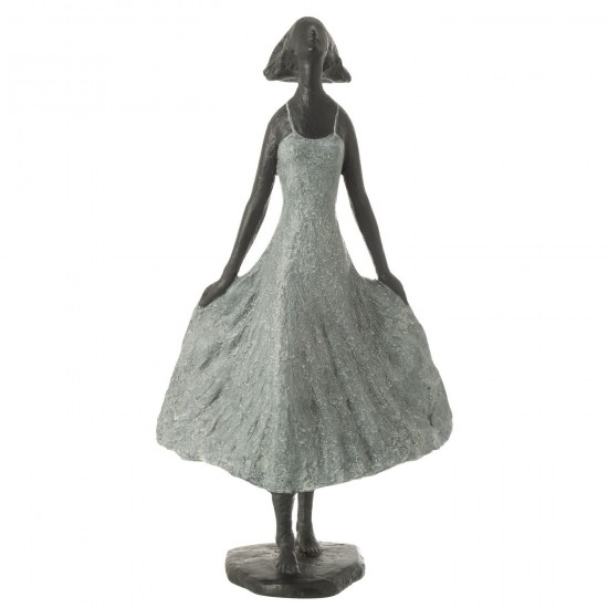 J Line Fille Regardant Ciel Resine Noir Gris Large L30xB19xH54 cm JLine 50001 by Jolipa 50001.