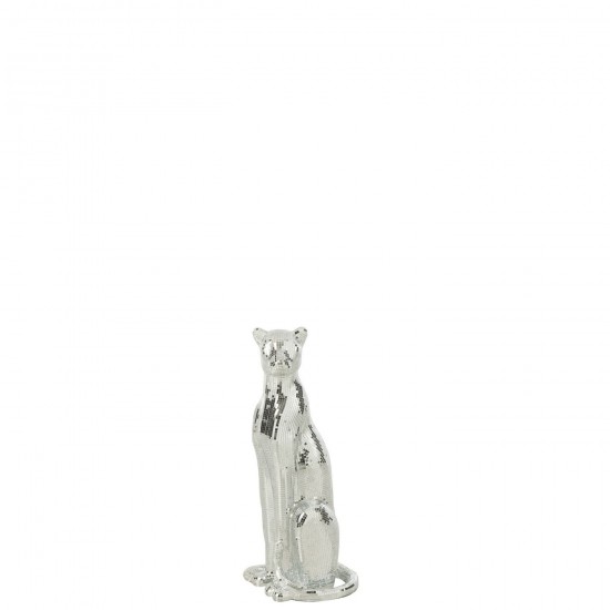J Line Leopard Miroir Resine Argent Small L25xB24xH63 cm JLine 50025 by Jolipa 50025.