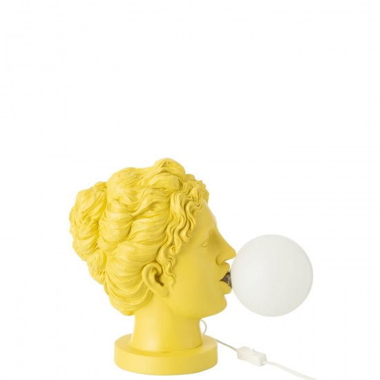 Jolipa Lampe Femme Tete Resine Jaune.