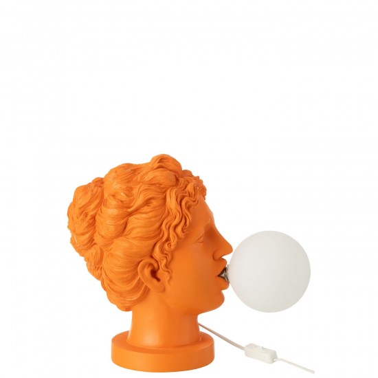 Jolipa Lampe Femme Tete Resine Orange.