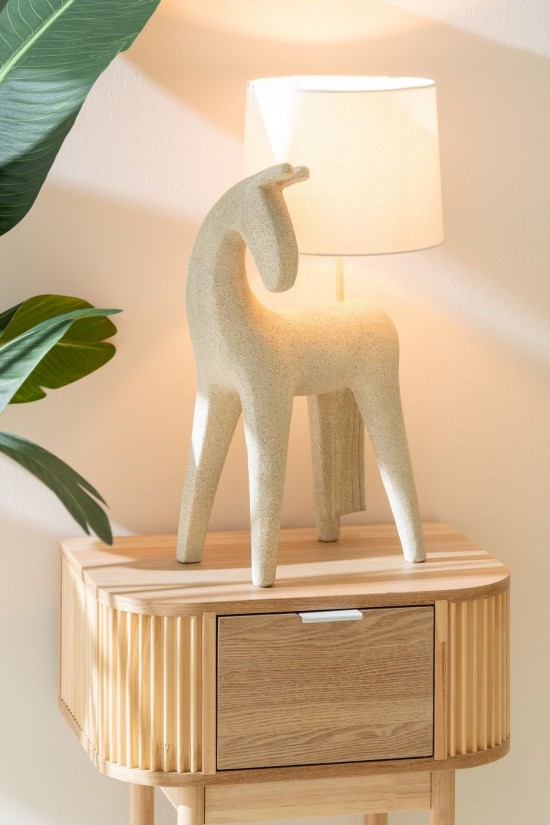 Jolipa Lampe Cheval Moderne Resine Beige.