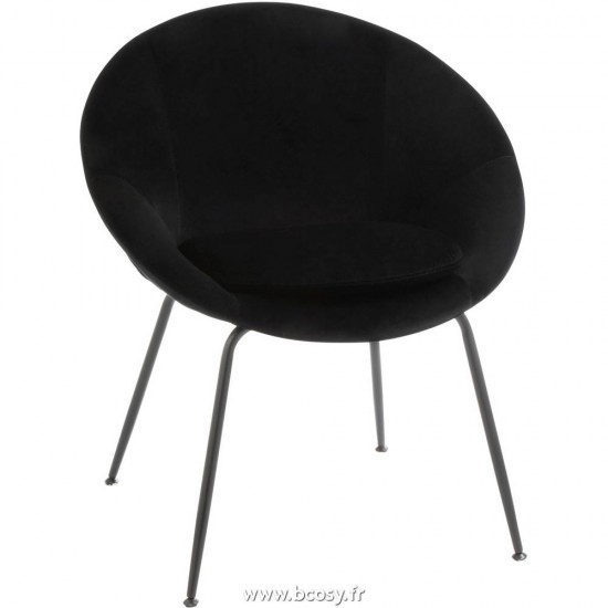 J Line Chaise Ronde Metal Textile Noir L69xB57xH80 cm JLine 5011 by Jolipa 5011.