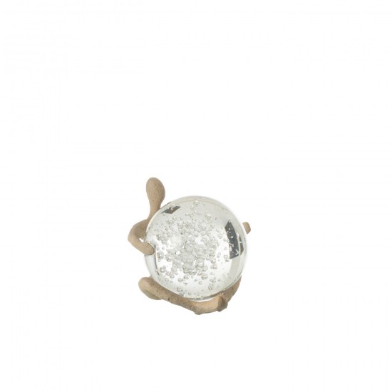 J Line Figurine Boule Resine Cristal Beige L13xB12xH12 cm JLine 50128 by Jolipa 50128.