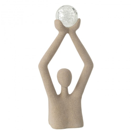 J Line Buste Boule Tete Resine Cristal Beige L26xB11xH53 cm JLine 50131 by Jolipa 50131.