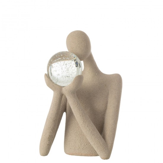 J Line Buste Boule Resine Cristal Beige L28xB21xH43 cm JLine 50132 by Jolipa 50132.