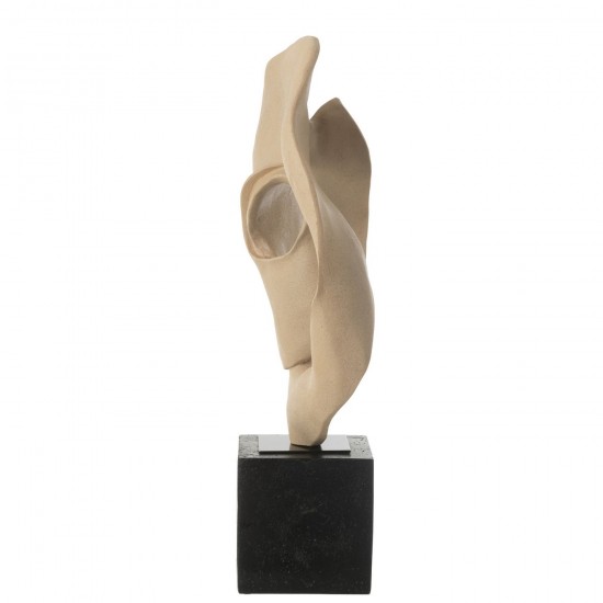 J-Line J Line statuettes statuettes Jolipa Deco Abstrait Sur Socle Resine Beige Noir.