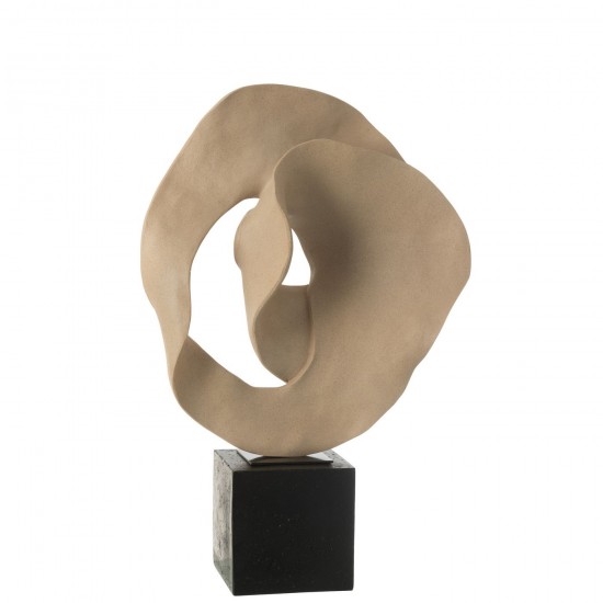 J Line Deco Abstrait Sur Socle Resine Beige Noir L39xB15xH60 cm JLine 50138 by Jolipa 50138.