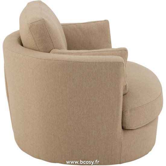 J-Line J Line fauteuils pivotants Jolipa Fauteil Pivotant Bois Tissu Beige.