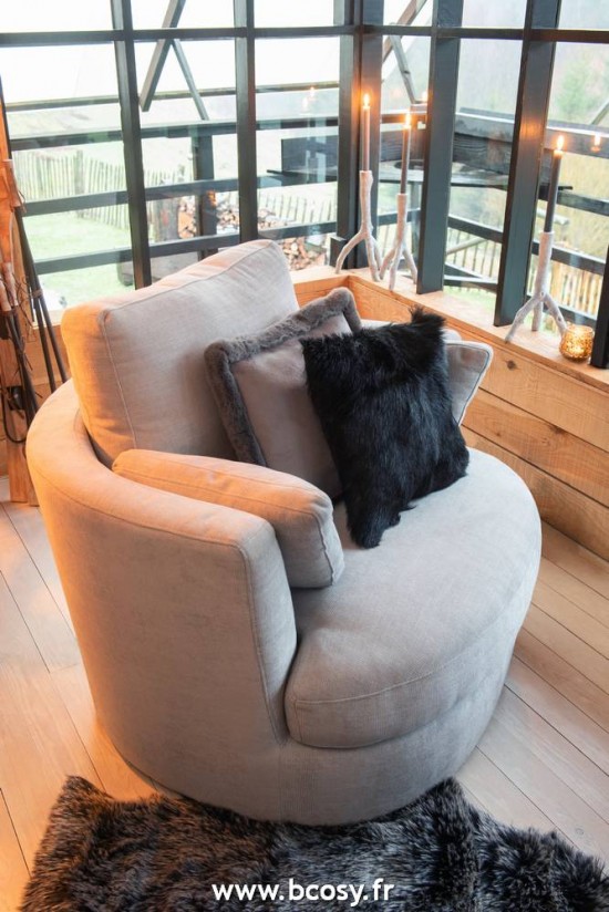 J-Line Sillon Pivotante Madera/Tejido Gris.