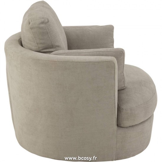 J-Line J Line fauteuils pivotants Jolipa Fauteil Pivotant Bois Tissu Gris.