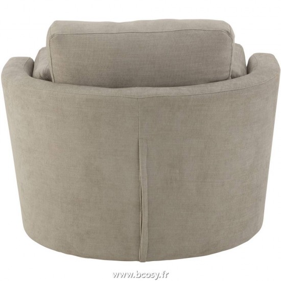 Jolipa Fauteil Pivotant Bois Tissu Gris.