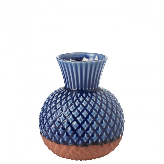 J Line Vase Leo Rond Porcelain Bleu Terra Large L22xB22xH25 cm JLine 50232 by Jolipa 50232.