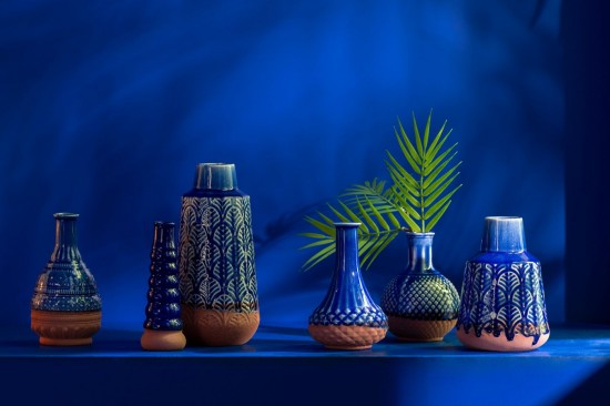 Jolipa Vase Leo Bouees Porcelaine Bleu Terra.