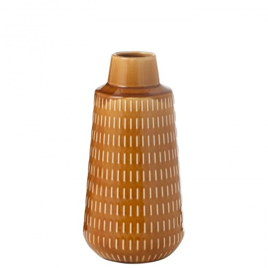 J Line Vase Ria Sculpte Porcelaine Moutarde Large L16xB16xH31 cm JLine 50262 by Jolipa 50262.