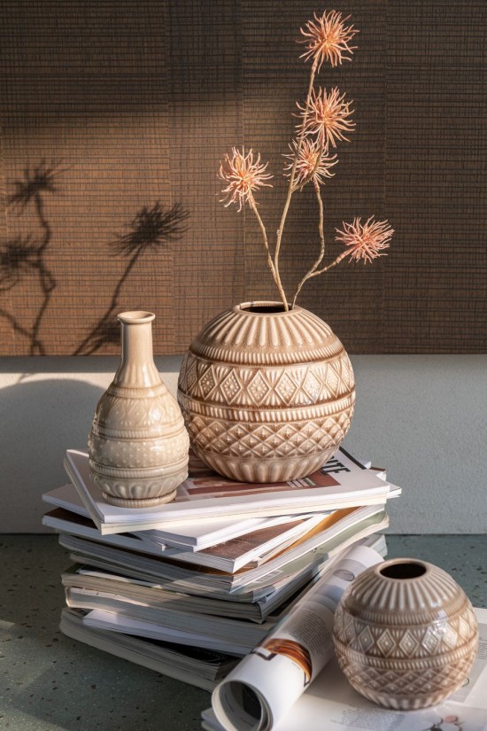 Jolipa Vase Boule Ethnique Porcelaine Beige Large.