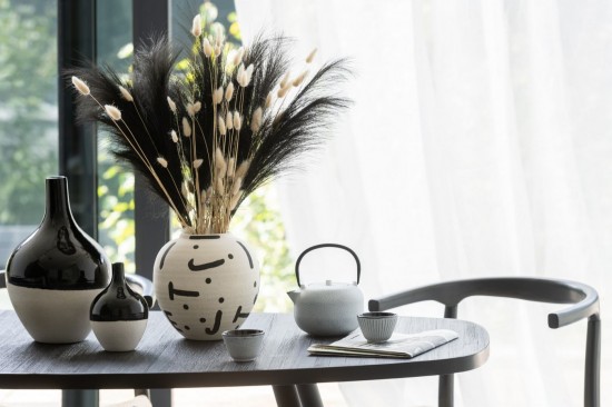 Jolipa Vase Iva Porcelaine Noir Blanc Large.