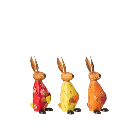 J Line Lapin Tenant Coeur Fer Mix Small L9xB8xH18 cm JLine 50319 by Jolipa 50319 Assortiment de 3 pcs.