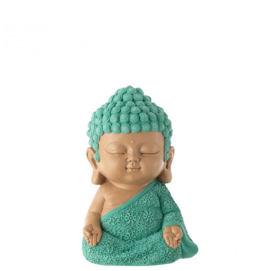 J Line Moine Zen Resine Azur L20xB17xH20 cm JLine 50430 by Jolipa 50430.