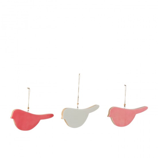 J Line Suspension Oiseau Bois De Manguier Mix Medium L16xB2xH7 cm JLine 50451 by Jolipa 50451 Assortiment de 3 pcs.