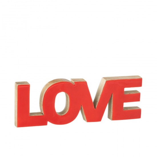 J Line Lettre Love Bois De Manguier Rouge Large L33xB3xH13 cm JLine 50455 by Jolipa 50455.