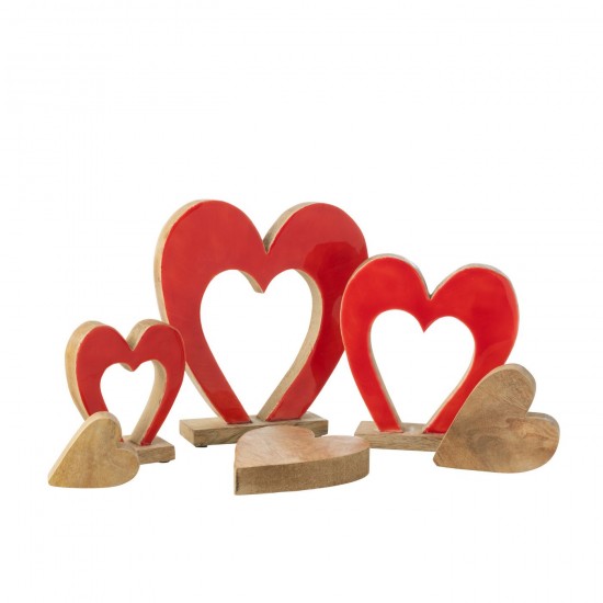 Jolipa Coeur Double Sur Pied Bois De Manguier Rouge Naturel Large.