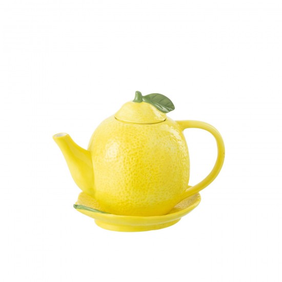 J Line Theiere + Plateau Citron Dolomite Jaune L21xB13xH17 cm JLine 50468 by Jolipa 50468.