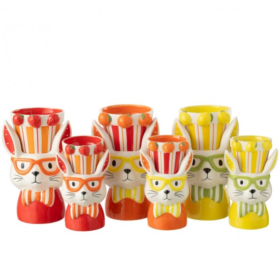 J-Line J Line cachepots de fleur Jolipa Cachepot 2 Parties Lapin Dolomite Mix Large Assortiment De 3.