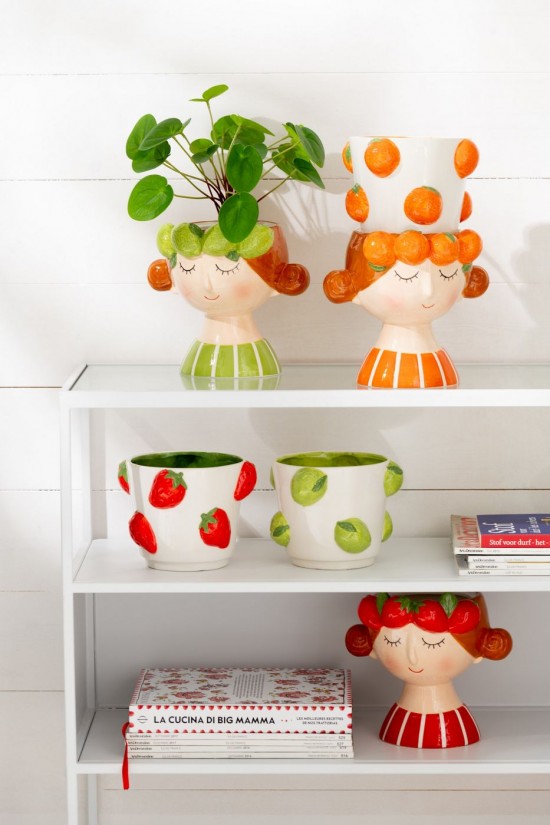 J-Line J Line cachepots de fleur Cachepot 2 Parties Orange Fille Dolomite.