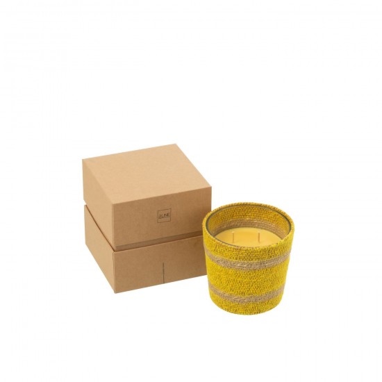 J Line Bougie Parfumee Panier Cire Jaune Small 45Heures L12xB12xH12 cm JLine 50505 by Jolipa 50505.