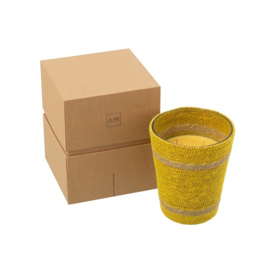 J Line Bougie Parfumee Panier Cire Jaune Large 75Heures L16xB16xH19 cm JLine 50507 by Jolipa 50507.