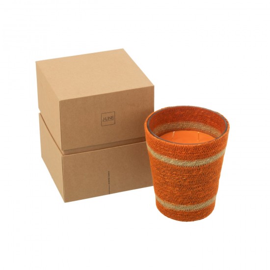 J Line Bougie Parfumee Panier Orange Large 75Heures L16xB16xH19 cm JLine 50510 by Jolipa 50510.