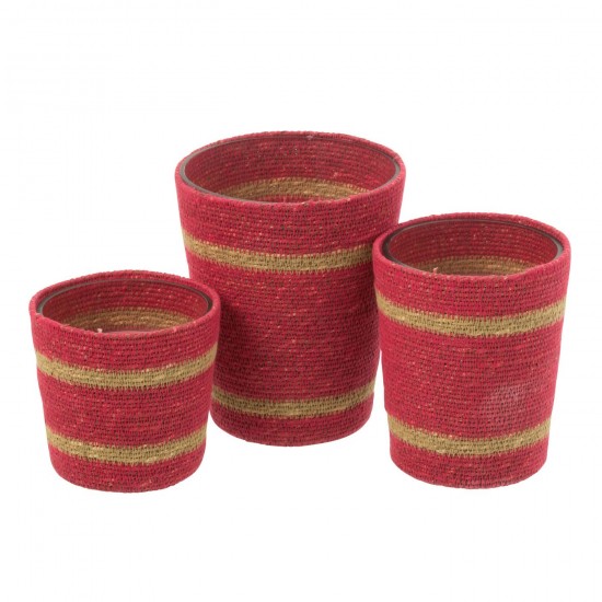 J-Line J Line bougies parfumées Jolipa Bougie Parfumee Panier Cire Fuchsia Large 75Heures.