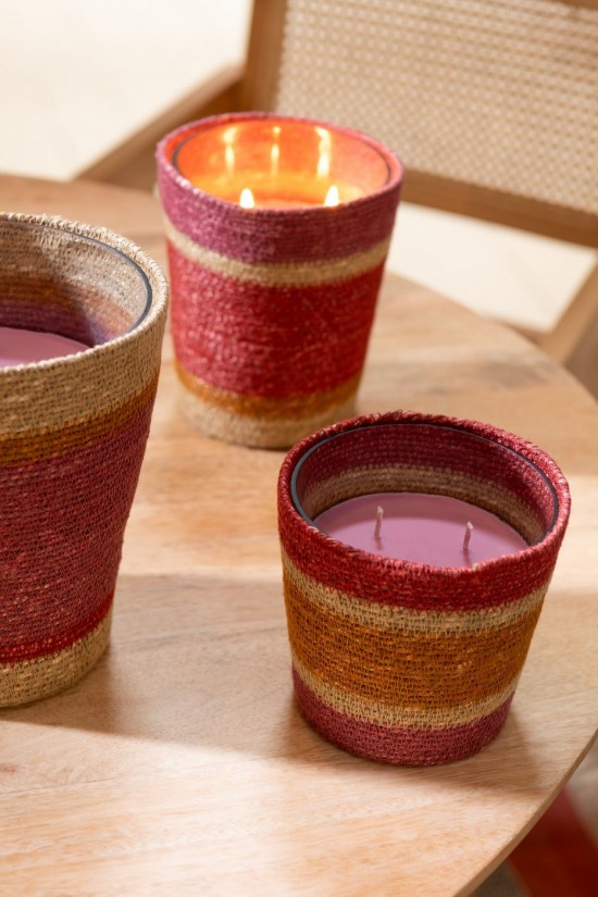 Jolipa Bougie Parfumee Panier Cire Bordeaux Medium 55Heures.