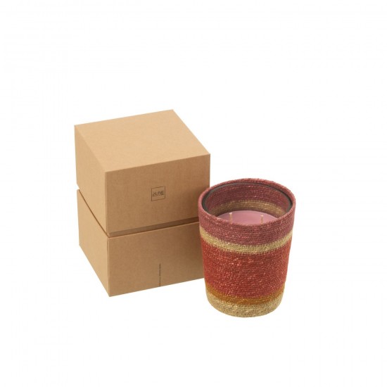 J Line Bougie Parfumee Panier Cire Bordeaux Medium 55Heures L13xB13xH16 cm JLine 50521 by Jolipa 50521.