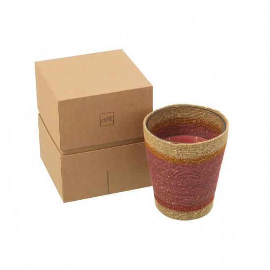 J Line Bougie Parfumee Panier Cire Bordeaux Large 75Heures L16xB16xH19 cm JLine 50522 by Jolipa 50522.