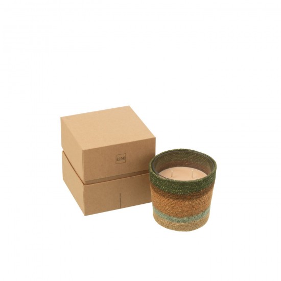 J Line Bougie Parfumee Panier Cire Beige Bleu Small 45Heures L12xB12xH12 cm JLine 50526 by Jolipa 50526.