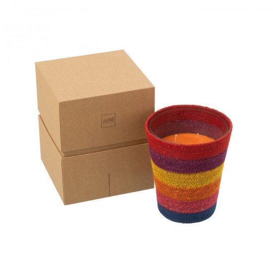 J Line Bougie Parfumee Panier Cire Beige Mix Large 75Heures L16xB16xH19 cm JLine 50534 by Jolipa 50534.